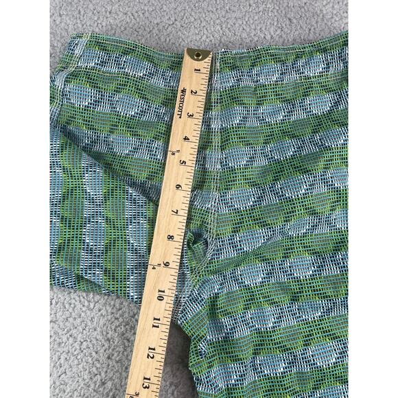 LL Bean Swim Shorts Boys 16 Trunks Green Geometric Drawstring Lined Pocket - Picture 11 of 13